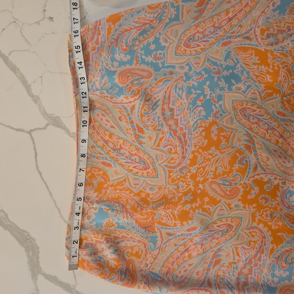 VTG Harold's Y2K 100% Silk Paisley Ruffle Midi Skirt Womens Blue Pink Size 12 - Picture 9 of 10